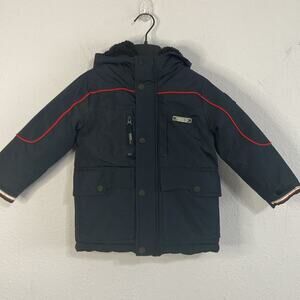 London Fog Kids Navy Sherpa Lined Hooded Winter Jacket Size 4